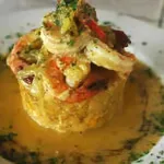 Camarones al Ajillo / Shrimp in Garlic Sauce Mofongo